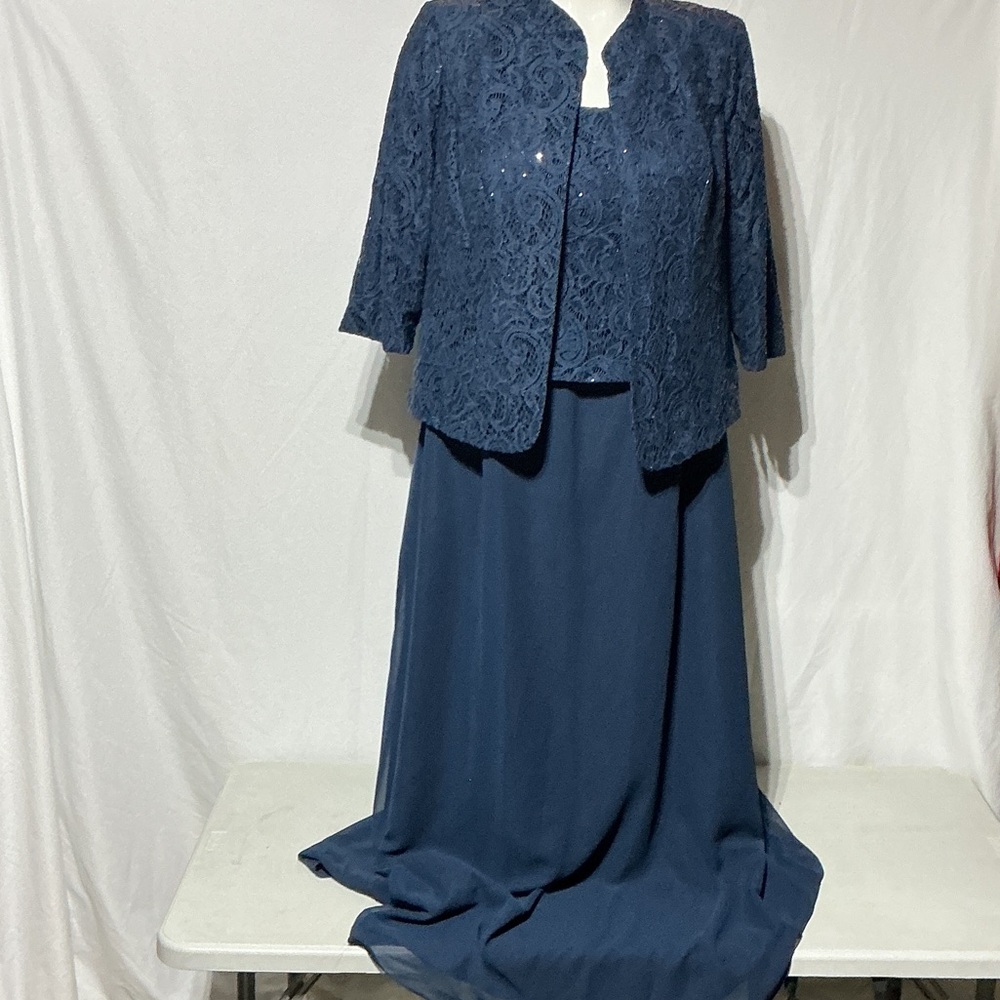 Azazie Cornelia NWT Navy 2pc Formal Mother of the Bride/Groom Dress Jacket Sz 20